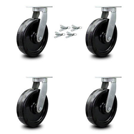 Service Caster 12 Inch Extra Heavy Duty Phenolic Swivel Caster Set with Swivel Locks, 4PK SCC-KP92S1230-PHR-BSL-4